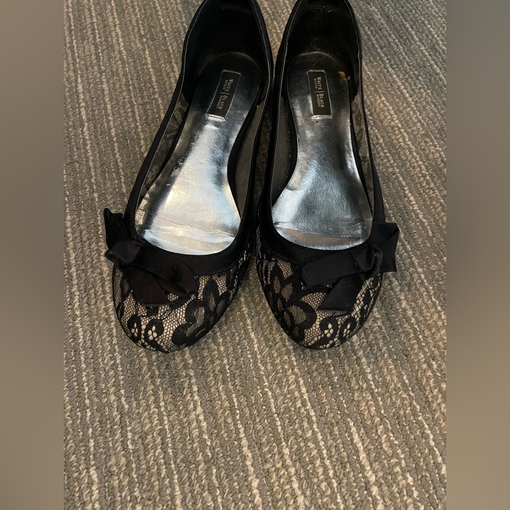 White House Black Market black lace flats, size 8.5